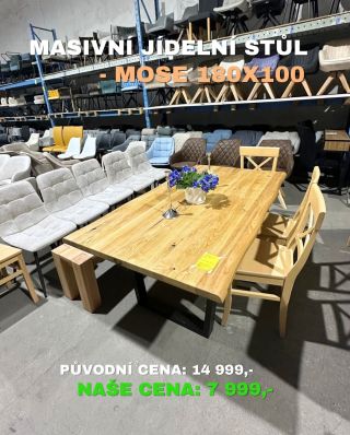 Masivní jídelní stůl Mose 180 x 100😻 Materiál: masiv dub, kov ✅ Rozměry: 100 x 75 x 180✅ Původní cena: 14 999,-😬 Naše...
