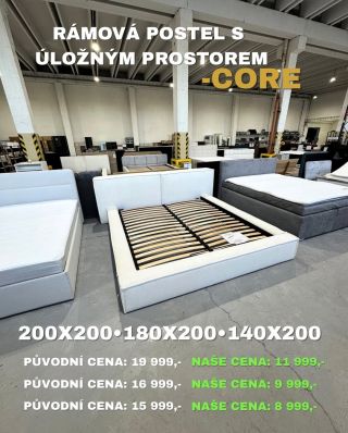 Béžová rámová postel Core 200 x 200 s úložným prostorem😍 Materiál: 94% polyester, 6% nylon✅ Rozměry: 260 x 85 x 247✅...