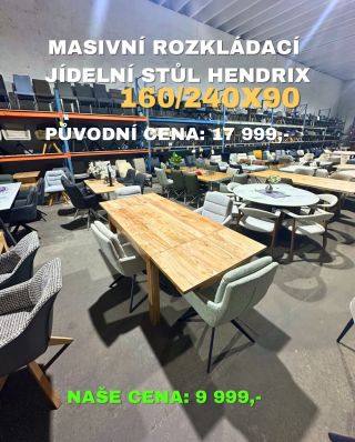 Masivní rozkládací jídelní stůl Hendrix 160/240 x 90 Materiál: masiv akácie Rozměry: 160/240 x 76 x 90 Původní cena: 17...